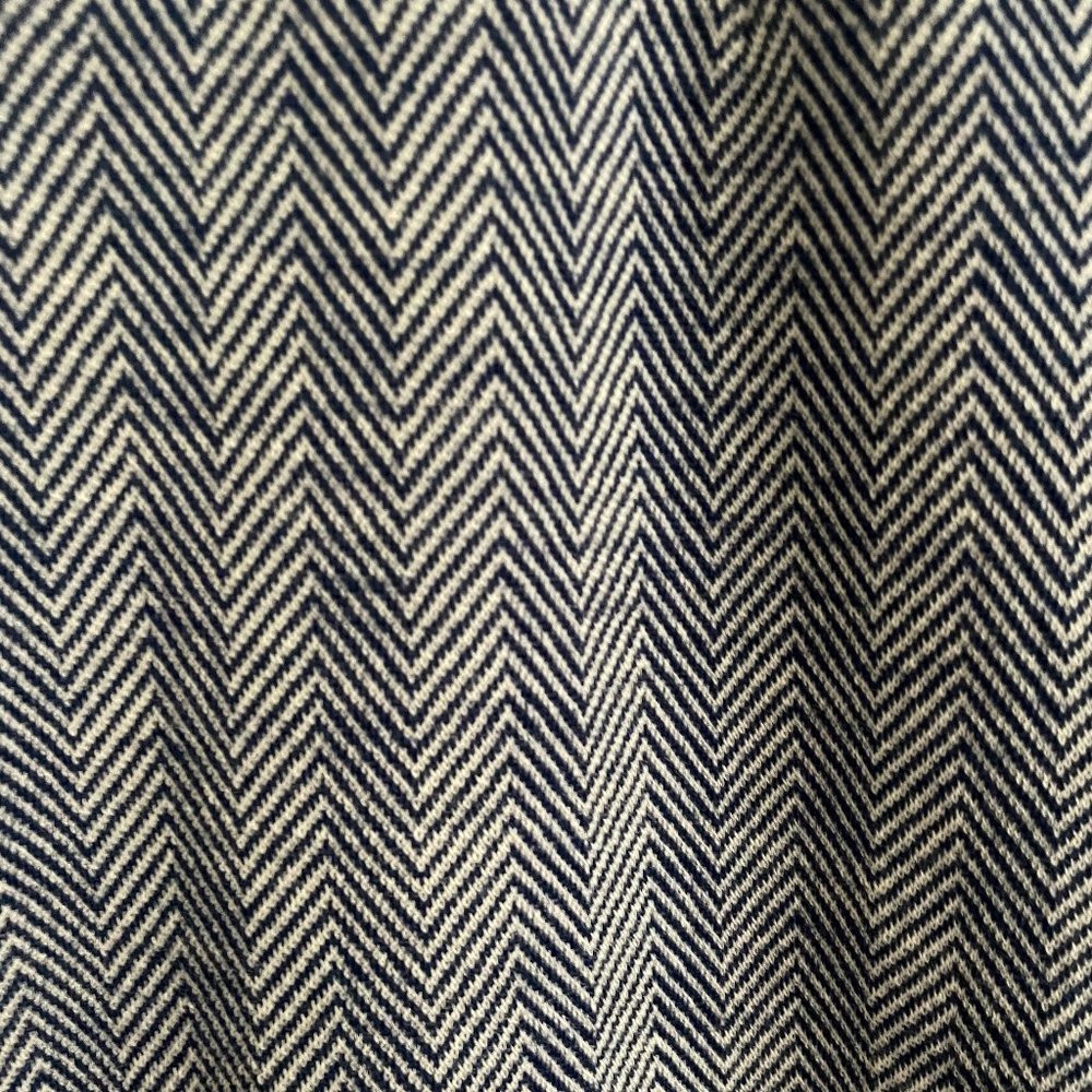 Vintage Wool Blue/Grey Chevron Flared Trousers, elastic waist - Picture 2 of 6